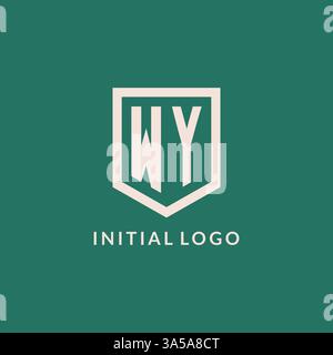 WY initial logo monogram shield geometric shape design vector graphic Stock Vector