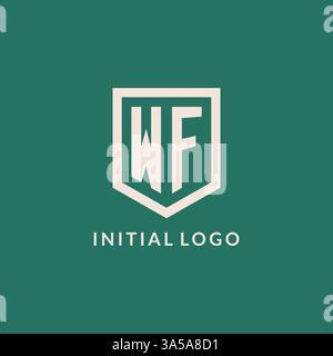 WF initial logo monogram shield geometric shape design vector graphic Stock Vector