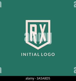RX initial logo monogram shield geometric shape design vector graphic Stock Vector