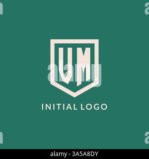 VM initial logo monogram shield geometric shape design vector graphic Stock Vector