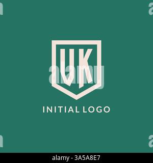 VK initial logo monogram shield geometric shape design vector graphic Stock Vector