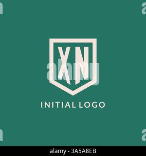 XN initial logo monogram shield geometric shape design vector graphic Stock Vector