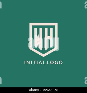 WH initial logo monogram shield geometric shape design vector graphic Stock Vector