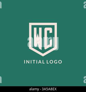 WC initial logo monogram shield geometric shape design vector graphic Stock Vector