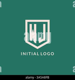 WJ initial logo monogram shield geometric shape design vector graphic Stock Vector