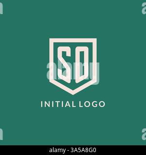SO initial logo monogram shield geometric shape design vector graphic Stock Vector