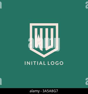 WU initial logo monogram shield geometric shape design vector graphic Stock Vector