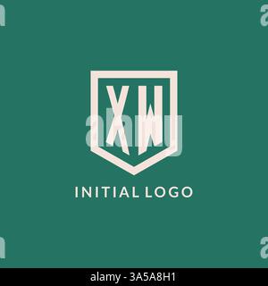 XW initial logo monogram shield geometric shape design vector graphic Stock Vector