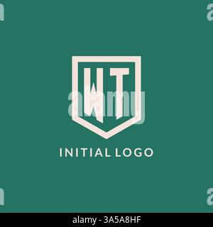 WT initial logo monogram shield geometric shape design vector graphic Stock Vector