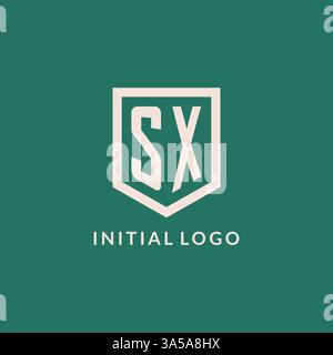 SX initial logo monogram shield geometric shape design vector graphic Stock Vector