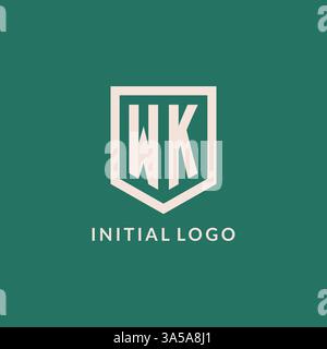 WK initial logo monogram shield geometric shape design vector graphic Stock Vector