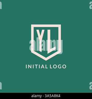 YL initial logo monogram shield geometric shape design vector graphic Stock Vector