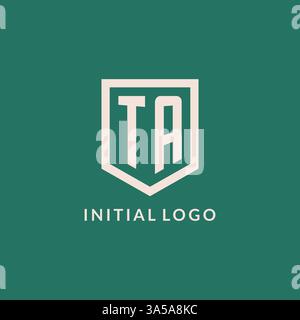 TA initial logo monogram shield geometric shape design vector graphic Stock Vector