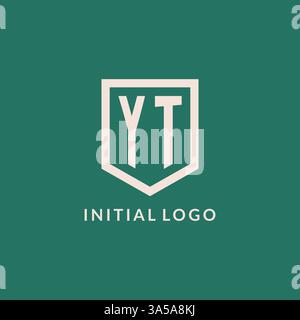 YT initial logo monogram shield geometric shape design vector graphic Stock Vector