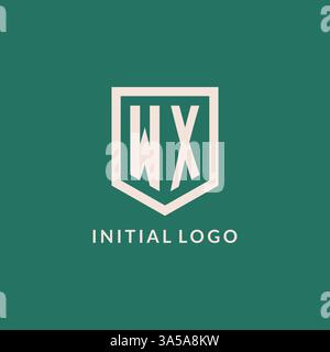WX initial logo monogram shield geometric shape design vector graphic Stock Vector