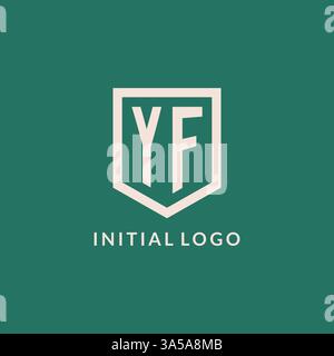 YF initial logo monogram shield geometric shape design vector graphic Stock Vector