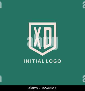 XD initial logo monogram shield geometric shape design vector graphic Stock Vector