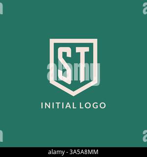 ST initial logo monogram shield geometric shape design vector graphic Stock Vector