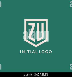 ZU initial logo monogram shield geometric shape design vector graphic Stock Vector