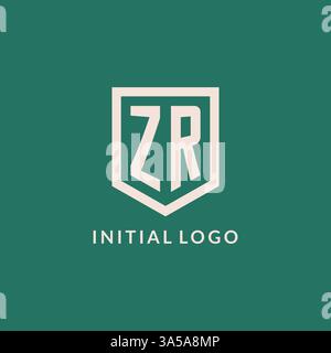 ZR initial logo monogram shield geometric shape design vector graphic Stock Vector