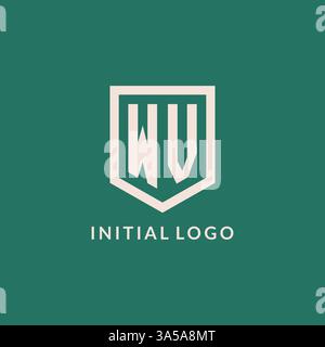 WV initial logo monogram shield geometric shape design vector graphic Stock Vector