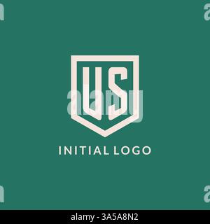 US initial logo monogram shield geometric shape design vector graphic Stock Vector