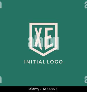 XE initial logo monogram shield geometric shape design vector graphic Stock Vector