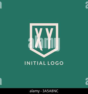 XY initial logo monogram shield geometric shape design vector graphic Stock Vector