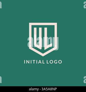UL initial logo monogram shield geometric shape design vector graphic Stock Vector