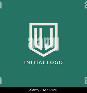 UJ initial logo monogram shield geometric shape design vector graphic Stock Vector