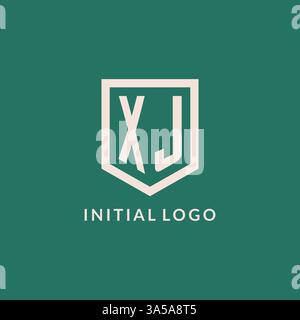 XJ initial logo monogram shield geometric shape design vector graphic Stock Vector