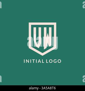 VW initial logo monogram shield geometric shape design vector graphic Stock Vector