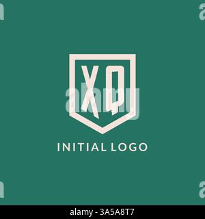XQ initial logo monogram shield geometric shape design vector graphic Stock Vector