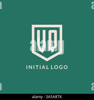 VQ initial logo monogram shield geometric shape design vector graphic Stock Vector