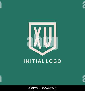 XV initial logo monogram shield geometric shape design vector graphic Stock Vector
