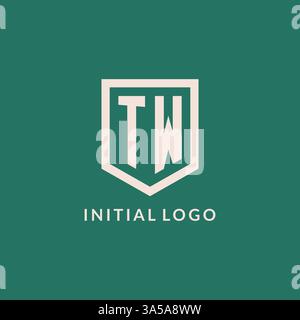TW initial logo monogram shield geometric shape design vector graphic Stock Vector