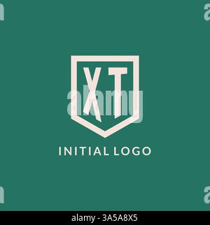 XT initial logo monogram shield geometric shape design vector graphic Stock Vector