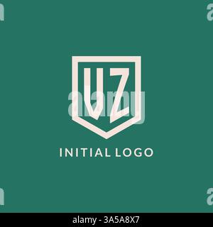 VZ initial logo monogram shield geometric shape design vector graphic Stock Vector