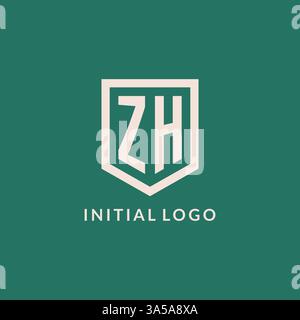 ZH initial logo monogram shield geometric shape design vector graphic Stock Vector