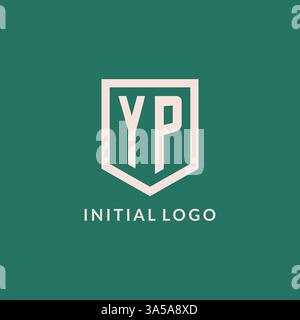YP initial logo monogram shield geometric shape design vector graphic Stock Vector