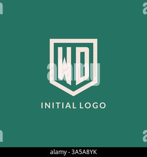 WD initial logo monogram shield geometric shape design vector graphic Stock Vector