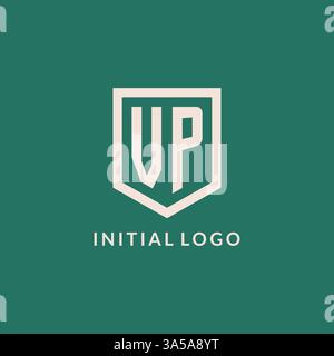 VP initial logo monogram shield geometric shape design vector graphic Stock Vector