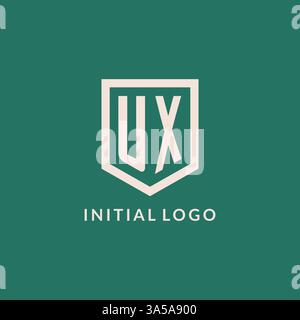 UX initial logo monogram shield geometric shape design vector graphic Stock Vector