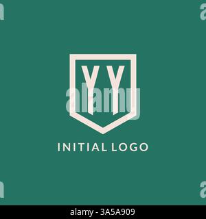YY initial logo monogram shield geometric shape design vector graphic Stock Vector