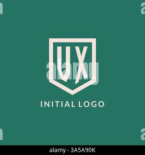VX initial logo monogram shield geometric shape design vector graphic Stock Vector