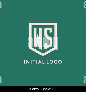 WS initial logo monogram shield geometric shape design vector graphic Stock Vector