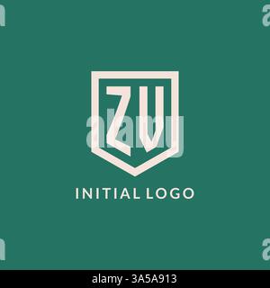 ZV initial logo monogram shield geometric shape design vector graphic Stock Vector