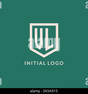 VL initial logo monogram shield geometric shape design vector graphic Stock Vector