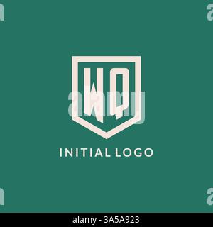 WQ initial logo monogram shield geometric shape design vector graphic Stock Vector