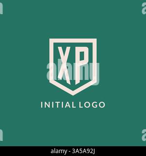 XP initial logo monogram shield geometric shape design vector graphic Stock Vector
